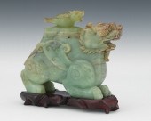 Jade Mythical Dog Vessel with Bird 132e30