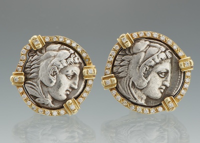 A Pair of Greek Coin 18k Gold and 132f58