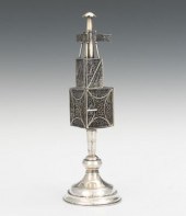 An Antique Silver Judaica Spice Tower