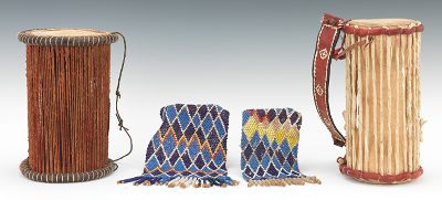 African Ceremonial Drums and Beaded Panels