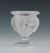 A Lalique Crystal Lion Mask Vase Apprx.