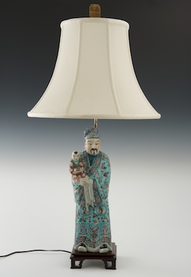 Chinese Export Porcelain Figural Lamp The