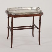 A Silver Plate Serving Tray Table Octagonal