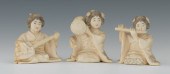A Group of Three Carved Ivory Geisha