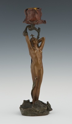 An Art Nouveau Style Bronze Candleholder 13376e