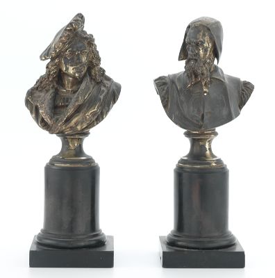 A Pair of Bronze Busts of Michelangelo 13393a