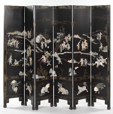 A Six Panel Lacquered Floor Screen 131a0f