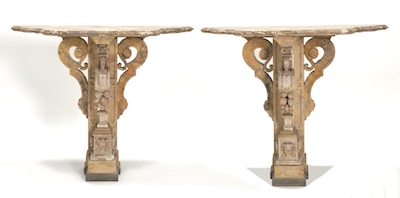 Pair of Carved Marble Console Tables 131c91
