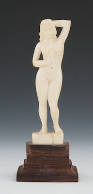 A Continental Carved Ivory Figure of a Nude