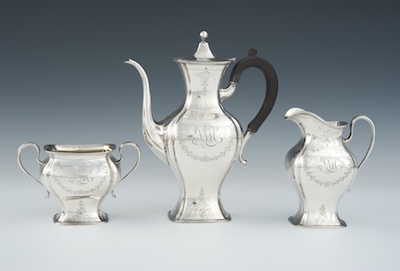 An Antique Sterling Silver Coffee Set by