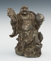 A Silvered Sculpture of Hotei Chinese