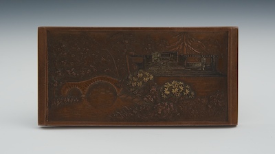 A Japanese Shakudo Plaque The rectangular