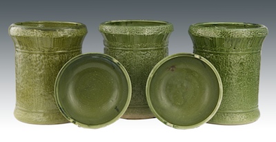 Three Green Glazed Ceramic Garden 132109