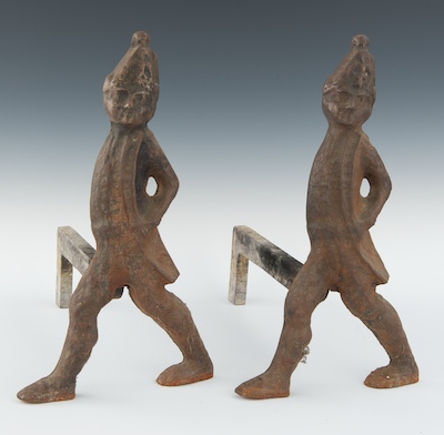 A Pair of Cast Iron Hessian Andirons 132153