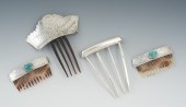 Four Decorative Hair Combs with Silver