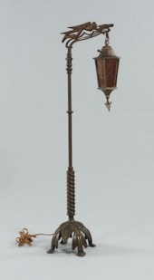 A Cast Steel Rembrandt Bridge Lamp with