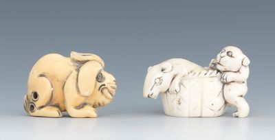 Two Carved Ivory Netsuke of Animals 1349a9
