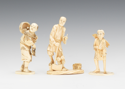 A Lot of "Working Men" Carved Ivory Figurines