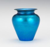 A Durand Blue Iridescent Vase 1710 Blue