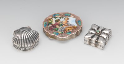 A Group of Three Silver Snuff Boxes Containing: