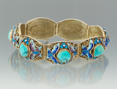A Chinese Silver Enamel and Turquoise 134b7e
