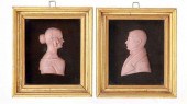 Pair American wax portraits of 134e07