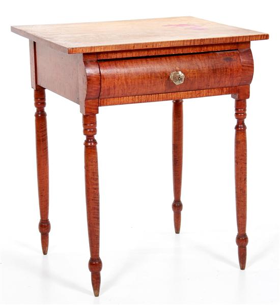 Late Federal tiger maple worktable possibly