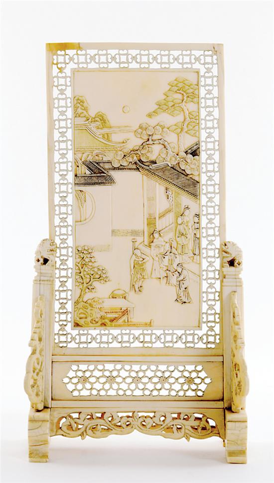 Chinese carved ivory table screen 1351e3