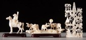 Three Chinese carved ivory figural groups