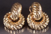 Pair of ladies unmarked gold shell form