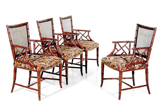 Caned faux bamboo armchair set 135e12