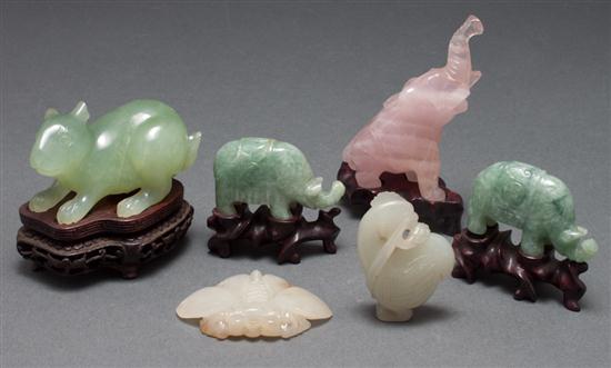 Six Chinese carved hardstone figures