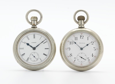 Two Open Face Pocket Watches Waltham and