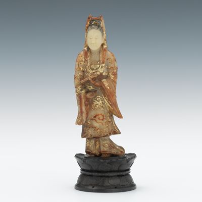 A Carved Soapstone and Gilt Quanyin 133c3f