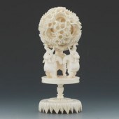 Ivory Puzzle Ball on Stand Carved Ivory