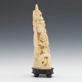 A Chinese Carved Ivory Tusk Carved ivory