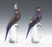 A Pair of Murano Glass Birds Depicting