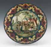 A Large Painted Wooden Platter by Paul
