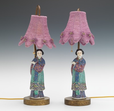 A Pair of Table Lamps with Glazed 133e2b