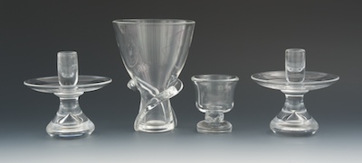 Four Steuben Glass Table Objects 1342cf