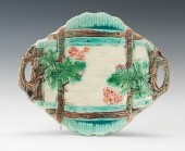 A Majolica Double Handled Serving Dish