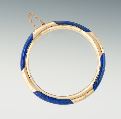 A Carved Lapis and Gold Bangle 134646