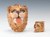 A Porcelain Lion Head Humidor and 1347c9