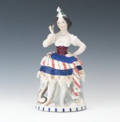 A Naughty Lady Figural Tobacco Jar Conta