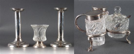 Three weighted silver or silver-mounted