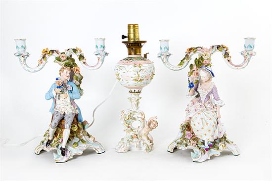 German porcelain figural candelabra