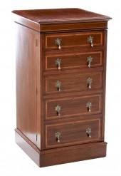 Regency style inlaid mahogany safe cabinet