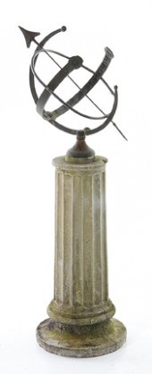 Garden armillary sundial on pedestal 137995