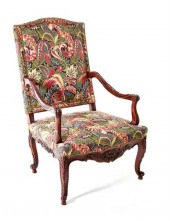 Louis XV style carved walnut armchair