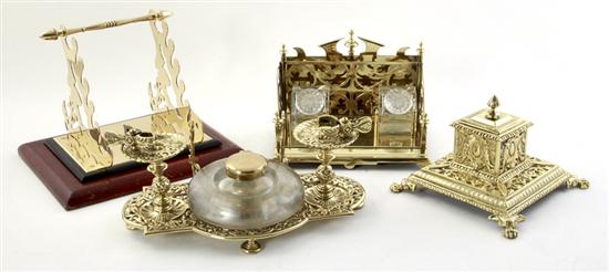 Collection of Victorian brass desk 137bdb